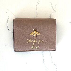 Authentic Gucci Blind for Love Bee Leather Creamy Pink Wallet